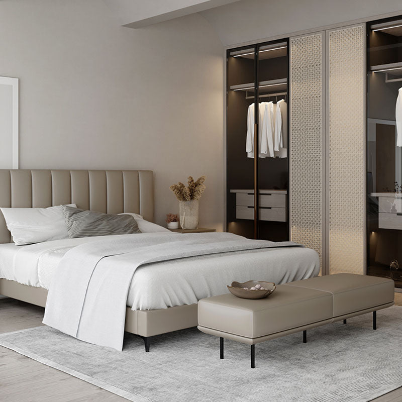 Panca imbottita contemporanea panca da letto rettangolo con gambe nere