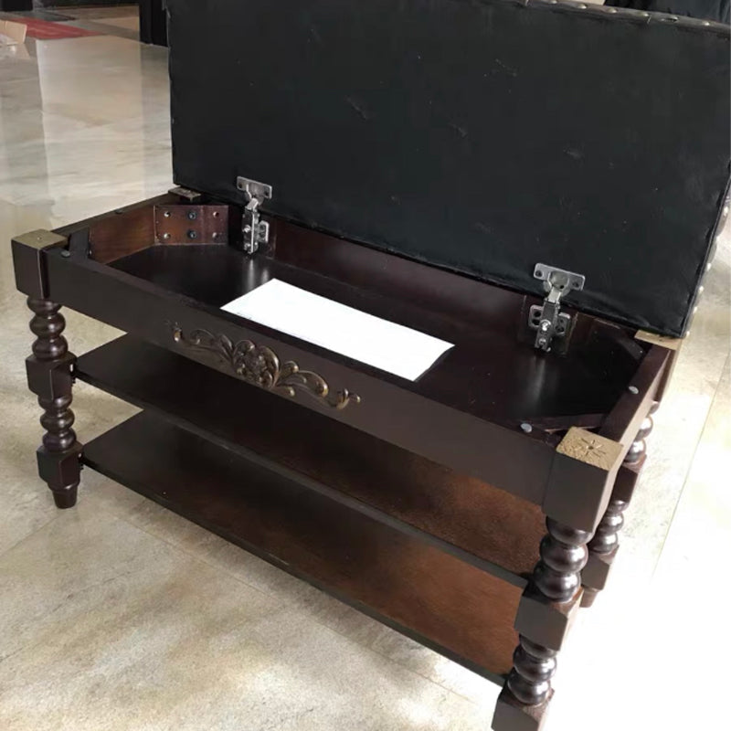 11.7インチW伝統的な座席ベンチソリッドウッド玄関ベンチ布張り