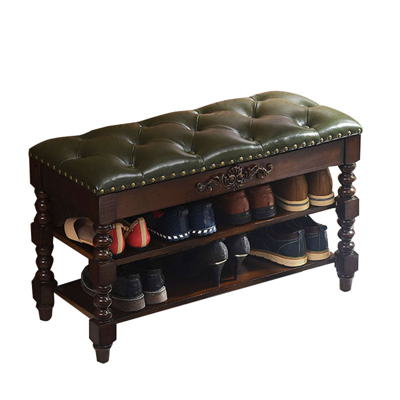 11.7インチW伝統的な座席ベンチソリッドウッド玄関ベンチ布張り