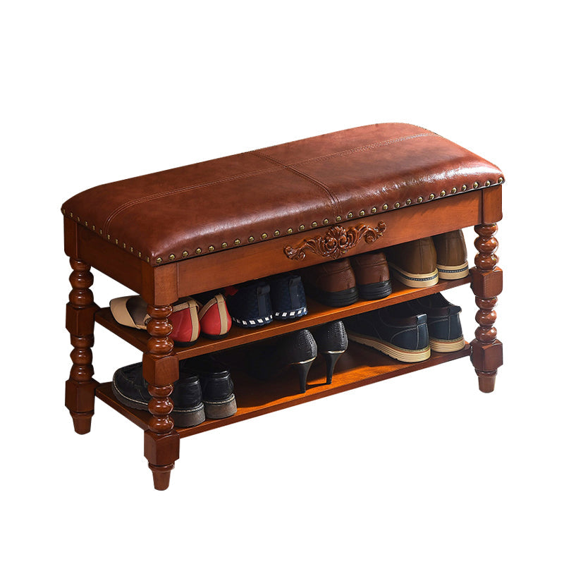 11.7インチW伝統的な座席ベンチソリッドウッド玄関ベンチ布張り