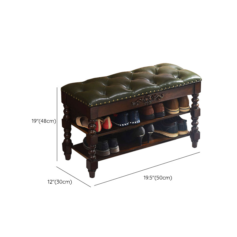 11.7インチW伝統的な座席ベンチソリッドウッド玄関ベンチ布張り