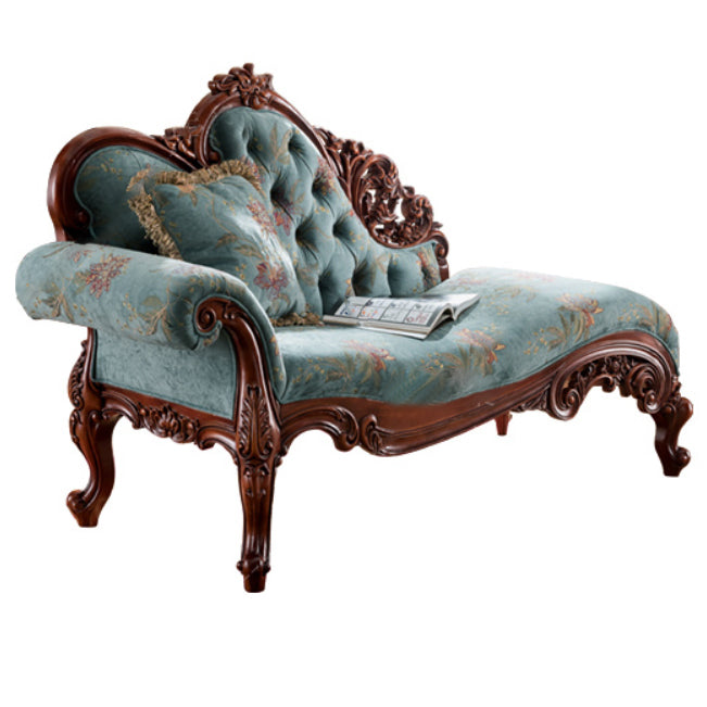 Traditional Chaise Lounge Couch Bedroom Living Room Chaise with Button Tufted 71"L x 29"W x 45"H Blue-Brown Left-Arm Chaise Clearhalo 'Chairs & Seating' 'Chaise Lounge' 'chaise_lounge' 'furn' 'furn_chaise_lounge' 'Furniture' 'Living Room Furniture' 6776877