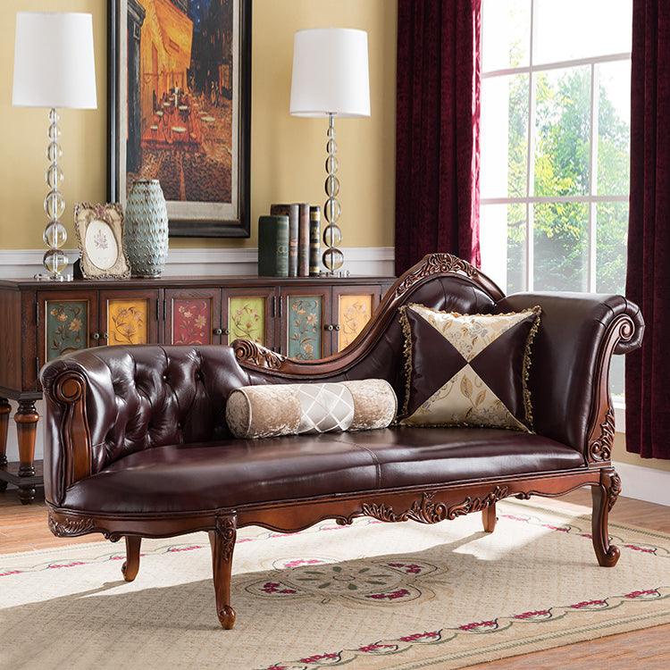 Traditional Chaise Lounge Couch Bedroom Living Room Chaise with Button Tufted Brown Right-Arm Chaise Clearhalo 'Chairs & Seating' 'Chaise Lounge' 'chaise_lounge' 'furn' 'furn_chaise_lounge' 'Furniture' 'Living Room Furniture' 6776879