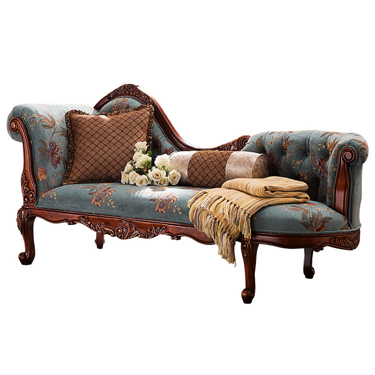 Traditional Chaise Lounge Couch Bedroom Living Room Chaise with Button Tufted Blue-Brown Left-Arm Chaise Clearhalo 'Chairs & Seating' 'Chaise Lounge' 'chaise_lounge' 'furn' 'furn_chaise_lounge' 'Furniture' 'Living Room Furniture' 6776880