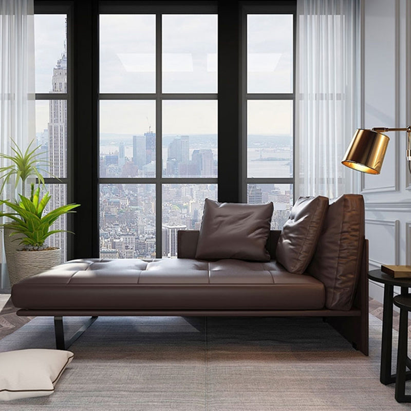 Living Room Chaise Square Arms Modern Chaise Lounge with Upholster Brown Right-Arm Chaise Clearhalo 'Chairs & Seating' 'Chaise Lounge' 'chaise_lounge' 'furn' 'furn_chaise_lounge' 'Furniture' 'Living Room Furniture' 6776981