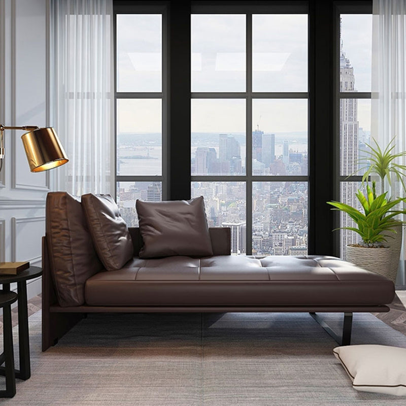 Living Room Chaise Square Arms Modern Chaise Lounge with Upholster Brown Left-Arm Chaise Clearhalo 'Chairs & Seating' 'Chaise Lounge' 'chaise_lounge' 'furn' 'furn_chaise_lounge' 'Furniture' 'Living Room Furniture' 6776982