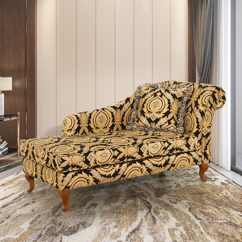 Living Room Upholstered Chaise Modern Style Rolled Arms Chaise Chaise Yellow Right-Arm Chaise Clearhalo 'Chairs & Seating' 'Chaise Lounge' 'chaise_lounge' 'furn' 'furn_chaise_lounge' 'Furniture' 'Living Room Furniture' 6776997