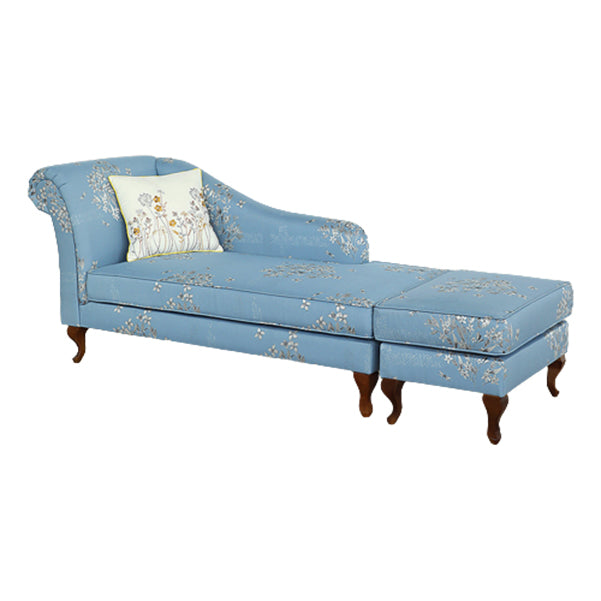 Living Room Upholstered Chaise Modern Style Rolled Arms Chaise Chaise with Ottoman Blue Left-Arm Chaise Clearhalo 'Chairs & Seating' 'Chaise Lounge' 'chaise_lounge' 'furn' 'furn_chaise_lounge' 'Furniture' 'Living Room Furniture' 6777000