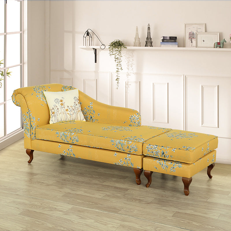 Living Room Upholstered Chaise Modern Style Rolled Arms Chaise Chaise with Ottoman Ginger Left-Arm Chaise Clearhalo 'Chairs & Seating' 'Chaise Lounge' 'chaise_lounge' 'furn' 'furn_chaise_lounge' 'Furniture' 'Living Room Furniture' 6777004