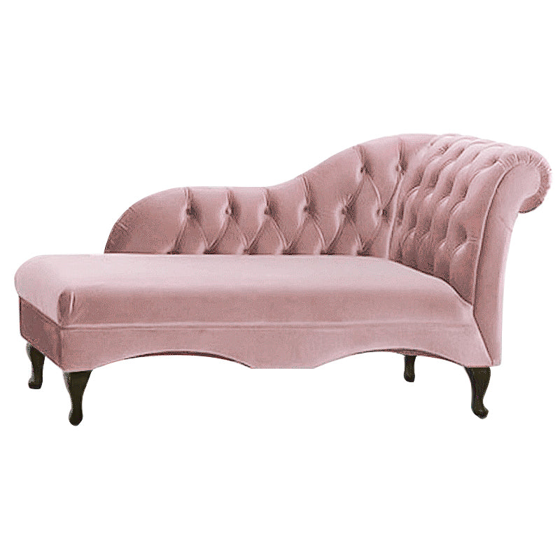 Living Room Rolled Arms Chaise Modern Style Velvet Chaise with Two Arms Pink Right-Arm Chaise Clearhalo 'Chairs & Seating' 'Chaise Lounge' 'chaise_lounge' 'furn' 'furn_chaise_lounge' 'Furniture' 'Living Room Furniture' 6777020