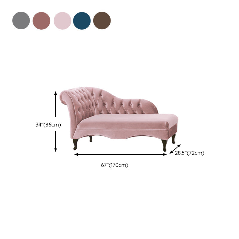 Living Room Rolled Arms Chaise Modern Style Velvet Chaise with Two Arms Clearhalo 'Chairs & Seating' 'Chaise Lounge' 'chaise_lounge' 'furn' 'furn_chaise_lounge' 'Furniture' 'Living Room Furniture' 6777027