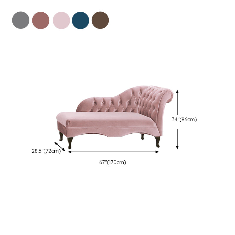 Living Room Rolled Arms Chaise Modern Style Velvet Chaise with Two Arms Clearhalo 'Chairs & Seating' 'Chaise Lounge' 'chaise_lounge' 'furn' 'furn_chaise_lounge' 'Furniture' 'Living Room Furniture' 6777028
