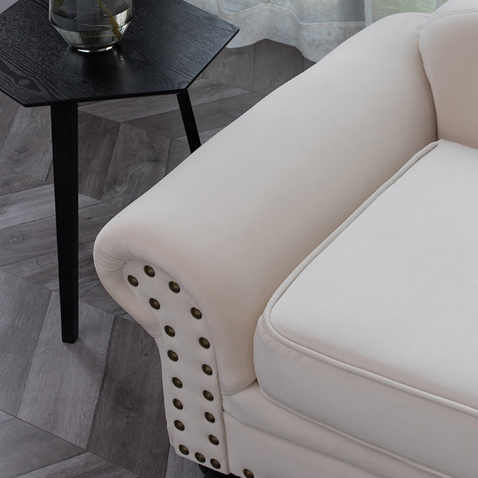 Chaise longue moderna da salotto con braccioli arrotolati e imbottita
