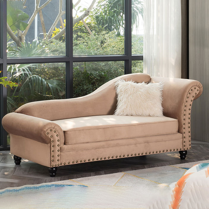 Chaise longue moderna da salotto con braccioli arrotolati e imbottita