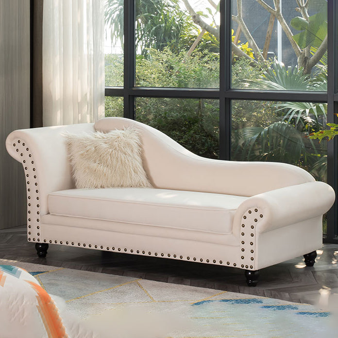 Chaise longue moderna da salotto con braccioli arrotolati e imbottita