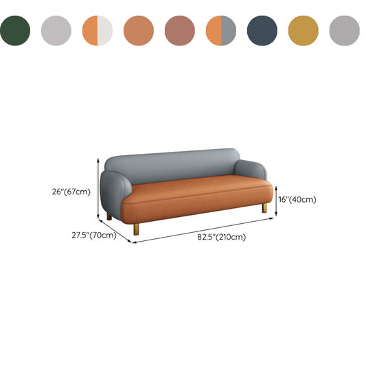Glam Recessed Arm Settee Faux Leather Seating for Living Room