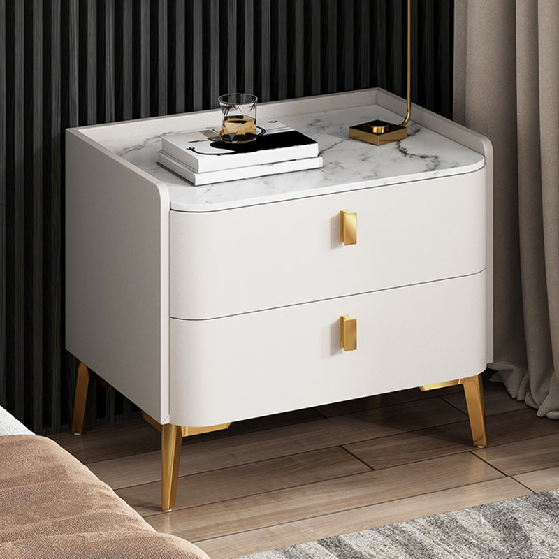 Classic Glam Bedside Cabinet Stone Bed Nightstand with 2 Drawers Clearhalo 'Bedroom Furniture' 'furn' 'furn_night_stand' 'Furniture' 'night_stand' 'Nightstands' 6777641