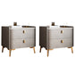 Classic Glam Bedside Cabinet Stone Bed Nightstand with 2 Drawers 18"L x 16"W x 18.5"H Medium Grey 2 Piece Set Clearhalo 'Bedroom Furniture' 'furn' 'furn_night_stand' 'Furniture' 'night_stand' 'Nightstands' 6777646