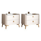 Classic Glam Bedside Cabinet Stone Bed Nightstand with 2 Drawers 20"L x 16"W x 18.5"H Off-White 2 Piece Set Clearhalo 'Bedroom Furniture' 'furn' 'furn_night_stand' 'Furniture' 'night_stand' 'Nightstands' 6777650