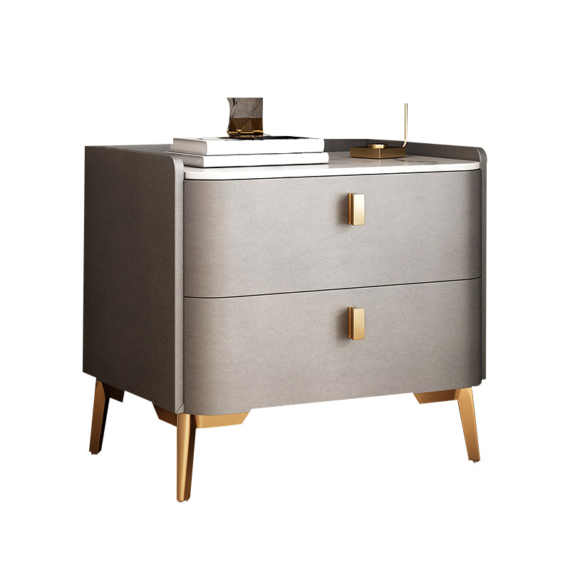 Classic Glam Bedside Cabinet Stone Bed Nightstand with 2 Drawers Clearhalo 'Bedroom Furniture' 'furn' 'furn_night_stand' 'Furniture' 'night_stand' 'Nightstands' 6777655