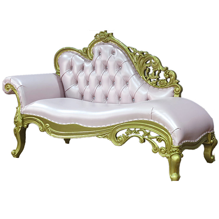 Living Room Rolled Arms Chaise Luxury Style Chaise Lounge with Button Tufted Genuine Leather Pink Left-Arm Chaise Clearhalo 'Chairs & Seating' 'Chaise Lounge' 'chaise_lounge' 'furn' 'furn_chaise_lounge' 'Furniture' 'Living Room Furniture' 6777748