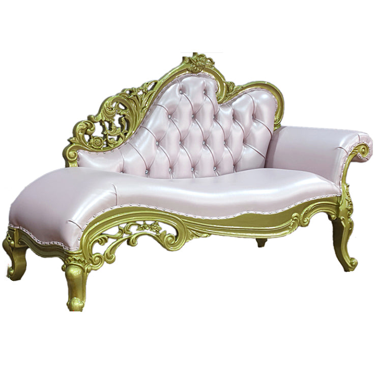 Living Room Rolled Arms Chaise Luxury Style Chaise Lounge with Button Tufted Genuine Leather Pink Right-Arm Chaise Clearhalo 'Chairs & Seating' 'Chaise Lounge' 'chaise_lounge' 'furn' 'furn_chaise_lounge' 'Furniture' 'Living Room Furniture' 6777755