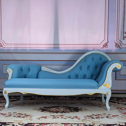 Living Room Rolled Arms Chaise Luxury Style Chaise Lounge with Button Tufted Tech Cloth Blue Right-Arm Chaise Clearhalo 'Chairs & Seating' 'Chaise Lounge' 'chaise_lounge' 'furn' 'furn_chaise_lounge' 'Furniture' 'Living Room Furniture' 6777757