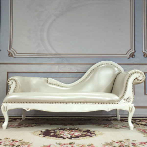 Living Room Rolled Arms Chaise Luxury Style Chaise Lounge with Button Tufted Genuine Leather Gray Right-Arm Chaise Clearhalo 'Chairs & Seating' 'Chaise Lounge' 'chaise_lounge' 'furn' 'furn_chaise_lounge' 'Furniture' 'Living Room Furniture' 6777771