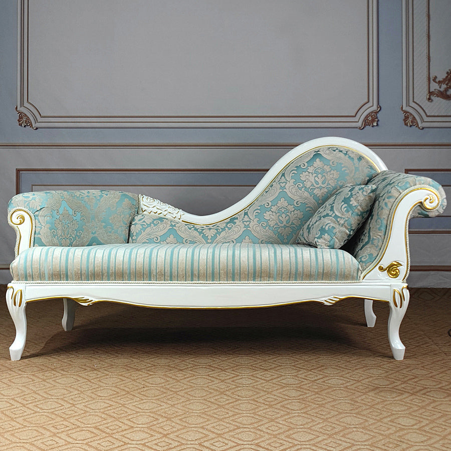 Living Room Rolled Arms Chaise Luxury Style Chaise Lounge with Button Tufted Cotton Blend Blue Right-Arm Chaise Clearhalo 'Chairs & Seating' 'Chaise Lounge' 'chaise_lounge' 'furn' 'furn_chaise_lounge' 'Furniture' 'Living Room Furniture' 6777773