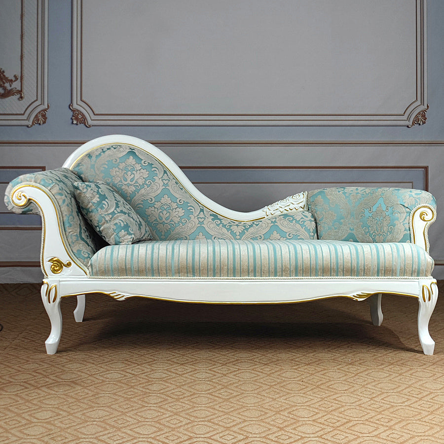 Living Room Rolled Arms Chaise Luxury Style Chaise Lounge with Button Tufted Cotton Blend Blue Left-Arm Chaise Clearhalo 'Chairs & Seating' 'Chaise Lounge' 'chaise_lounge' 'furn' 'furn_chaise_lounge' 'Furniture' 'Living Room Furniture' 6777774