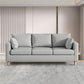 Modern 3-Seater 28.34" H Faux Leather Square Arm Sofa with 2 Pillows 67"L x 26"W x 28"H Light Gray Clearhalo 'furn' 'furn_sofas' 'Furniture' 'Living Room Furniture' 'Sofa' 'sofas' 6778413