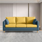 Modern 3-Seater 28.34" H Faux Leather Square Arm Sofa with 2 Pillows 67"L x 26"W x 28"H Royal Blue-Yellow Clearhalo 'furn' 'furn_sofas' 'Furniture' 'Living Room Furniture' 'Sofa' 'sofas' 6778418