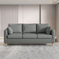 Modern 3-Seater 28.34" H Faux Leather Square Arm Sofa with 2 Pillows 67"L x 26"W x 28"H Dark Gray Clearhalo 'furn' 'furn_sofas' 'Furniture' 'Living Room Furniture' 'Sofa' 'sofas' 6778423