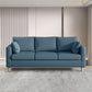Modern 3-Seater 28.34" H Faux Leather Square Arm Sofa with 2 Pillows 67"L x 26"W x 28"H Royal Blue Clearhalo 'furn' 'furn_sofas' 'Furniture' 'Living Room Furniture' 'Sofa' 'sofas' 6778428