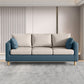 Modern 3-Seater 28.34" H Faux Leather Square Arm Sofa with 2 Pillows 67"L x 26"W x 28"H Beige Blue Clearhalo 'furn' 'furn_sofas' 'Furniture' 'Living Room Furniture' 'Sofa' 'sofas' 6778430