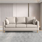Modern 3-Seater 28.34" H Faux Leather Square Arm Sofa with 2 Pillows 67"L x 26"W x 28"H Off-White Clearhalo 'furn' 'furn_sofas' 'Furniture' 'Living Room Furniture' 'Sofa' 'sofas' 6778431