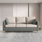 Modern 3-Seater 28.34" H Faux Leather Square Arm Sofa with 2 Pillows 67"L x 26"W x 28"H Dark Gray Beige Clearhalo 'furn' 'furn_sofas' 'Furniture' 'Living Room Furniture' 'Sofa' 'sofas' 6778432