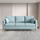 Modern 3-Seater 28.34" H Faux Leather Square Arm Sofa with 2 Pillows 67"L x 26"W x 28"H Mint Green Clearhalo 'furn' 'furn_sofas' 'Furniture' 'Living Room Furniture' 'Sofa' 'sofas' 6778433