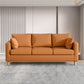 Modern 3-Seater 28.34" H Faux Leather Square Arm Sofa with 2 Pillows 67"L x 26"W x 28"H Orange Clearhalo 'furn' 'furn_sofas' 'Furniture' 'Living Room Furniture' 'Sofa' 'sofas' 6778434