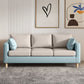 Modern 3-Seater 28.34" H Faux Leather Square Arm Sofa with 2 Pillows 67"L x 26"W x 28"H Mint Green - Off-White Clearhalo 'furn' 'furn_sofas' 'Furniture' 'Living Room Furniture' 'Sofa' 'sofas' 6778435