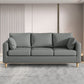 Modern 3-Seater 28.34" H Faux Leather Square Arm Sofa with 2 Pillows 75"L x 26"W x 28"H Dark Gray Clearhalo 'furn' 'furn_sofas' 'Furniture' 'Living Room Furniture' 'Sofa' 'sofas' 6778436