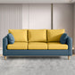 Modern 3-Seater 28.34" H Faux Leather Square Arm Sofa with 2 Pillows 75"L x 26"W x 28"H Royal Blue-Yellow Clearhalo 'furn' 'furn_sofas' 'Furniture' 'Living Room Furniture' 'Sofa' 'sofas' 6778438