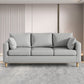 Modern 3-Seater 28.34" H Faux Leather Square Arm Sofa with 2 Pillows 75"L x 26"W x 28"H Light Gray Clearhalo 'furn' 'furn_sofas' 'Furniture' 'Living Room Furniture' 'Sofa' 'sofas' 6778441