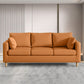 Modern 3-Seater 28.34" H Faux Leather Square Arm Sofa with 2 Pillows 75"L x 26"W x 28"H Orange Clearhalo 'furn' 'furn_sofas' 'Furniture' 'Living Room Furniture' 'Sofa' 'sofas' 6778443