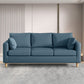Modern 3-Seater 28.34" H Faux Leather Square Arm Sofa with 2 Pillows 75"L x 26"W x 28"H Royal Blue Clearhalo 'furn' 'furn_sofas' 'Furniture' 'Living Room Furniture' 'Sofa' 'sofas' 6778449