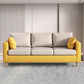 Modern 3-Seater 28.34" H Faux Leather Square Arm Sofa with 2 Pillows 75"L x 26"W x 28"H Beige Yellow Clearhalo 'furn' 'furn_sofas' 'Furniture' 'Living Room Furniture' 'Sofa' 'sofas' 6778450