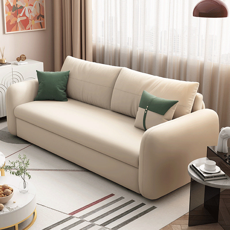 モダンフェイクレザースリーパーソファ布張りの正方形の腕ソファベッド