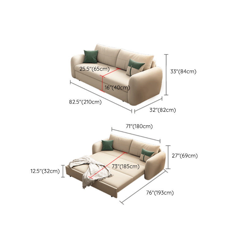 モダンフェイクレザースリーパーソファ布張りの正方形の腕ソファベッド