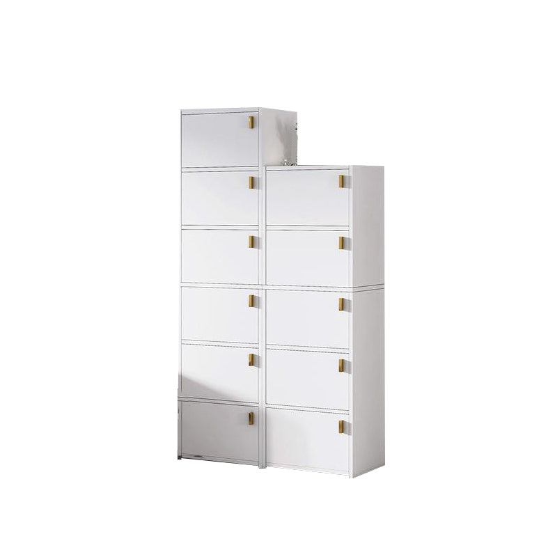 Modern Rectangle Chest White Wood Storage Cabinet with Drawer 16"L x 12"W x 50"H + 16"L x 12"W x 60"H Clearhalo 'Cabinets & Chests' 'cabinets_chests' 'furn' 'furn_cabinets_chests' 'Furniture' 'Living Room Furniture' 6778609