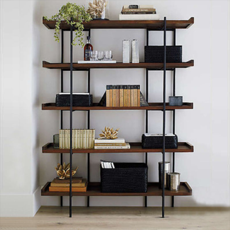 Wooden Standard Bookcase Industrial Open Back Bookshelf with Shelves 79"L x 12"W x 69"H Clearhalo 'Bookcases' 'furn' 'furn_bookcases' 'Furniture' 'Office Furniture' 6779090